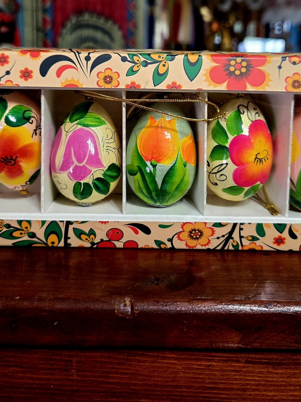 Lavrovo Russian Matryoshka Nesting Doll Ornaments Eggs Set of 6 Hand Painted 2”